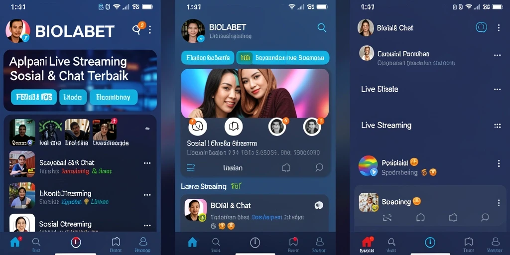 Tampilan antarmuka BIOLABET yang intuitif untuk Live Streaming.