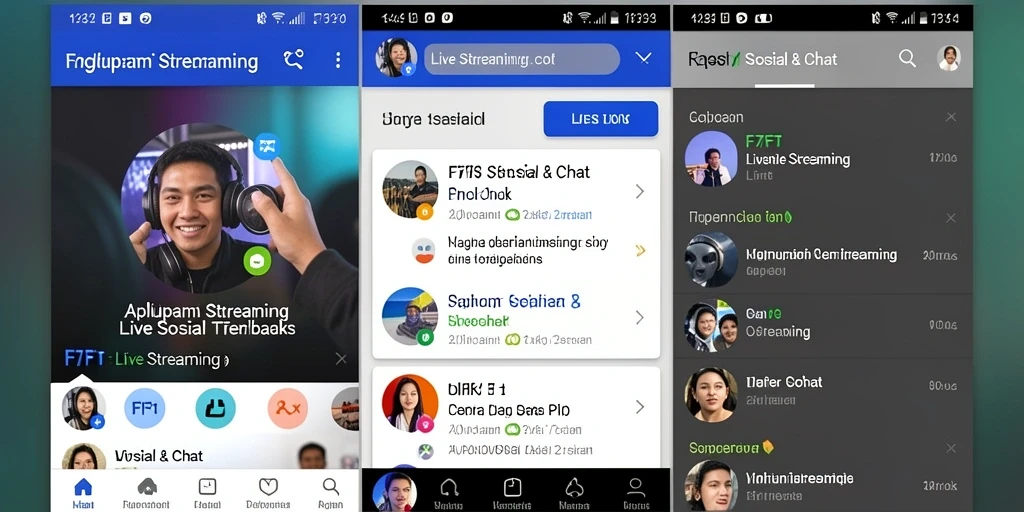 Tampilan antarmuka aplikasi F7F7 yang menarik dan mudah digunakan untuk Live Streaming.
