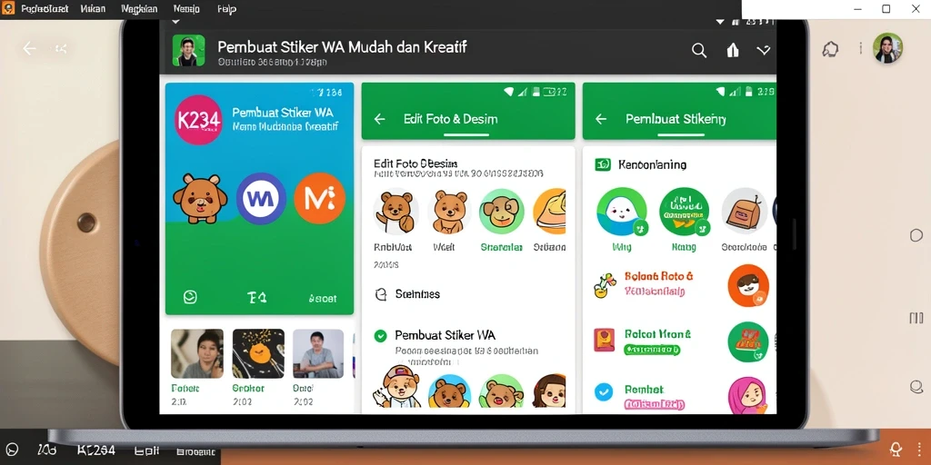 Tampilan antarmuka K234 yang intuitif untuk pembuatan stiker WA.