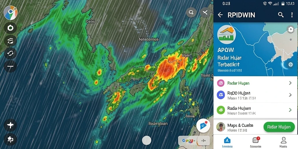 Antarmuka aplikasi RPIDWIN dengan fitur Radar Hujan yang informatif.